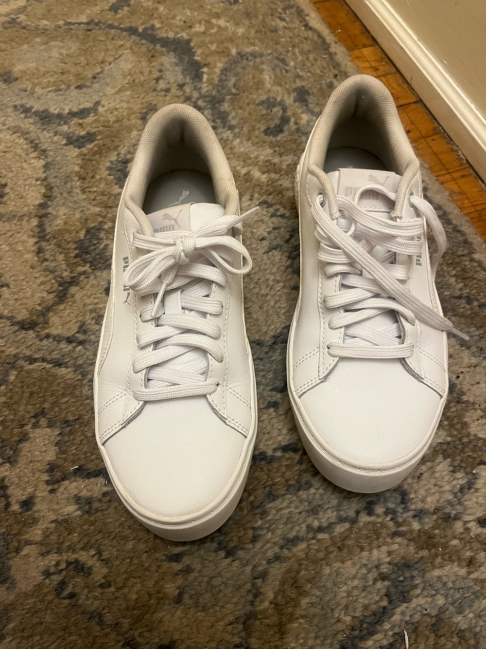 PUMA White Low-Top Leather Sneakers